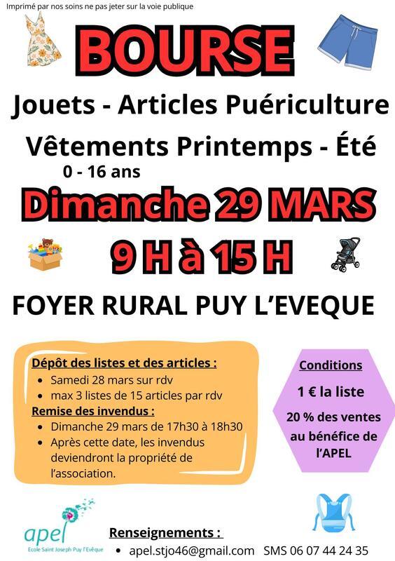 Bourse vêtements, jouets et puériculture