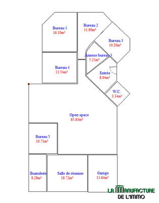 Bureau - 163 m² - 8 pièces