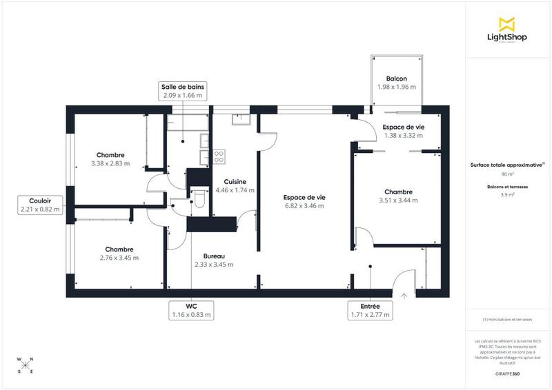 Appartement - 91 m² - 4 pièces