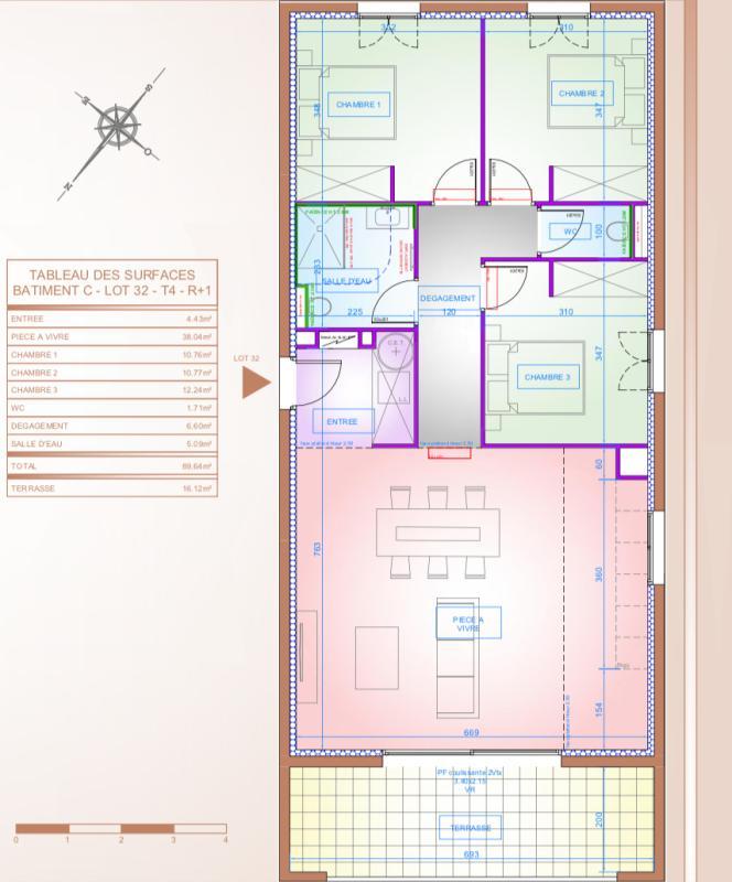 Appartement - 89 m² - 4 pièces