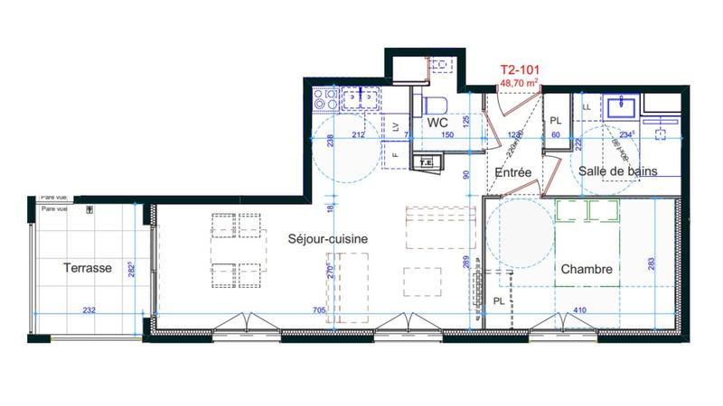 Appartement - 49 m² - 2 pièces