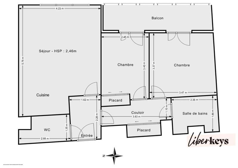 Appartement - 60 m² - 3 pièces