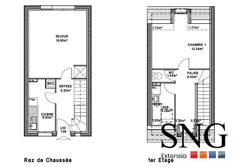 Maison - 57 m² - 2 pièces