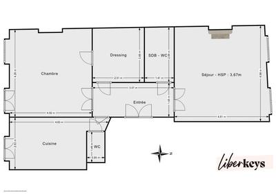 Appartement - 68 m² - 2 pièces