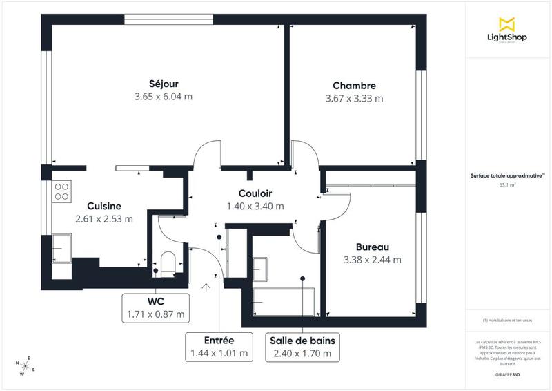 Appartement - 63 m² - 3 pièces