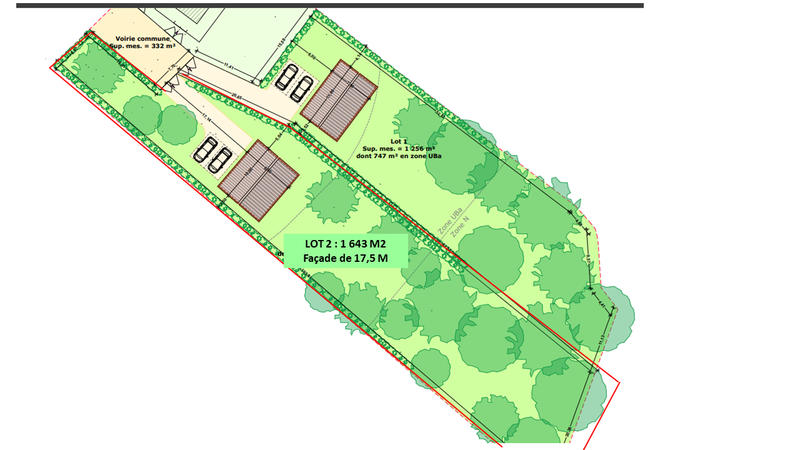Terrain constructible - 1 643 m²