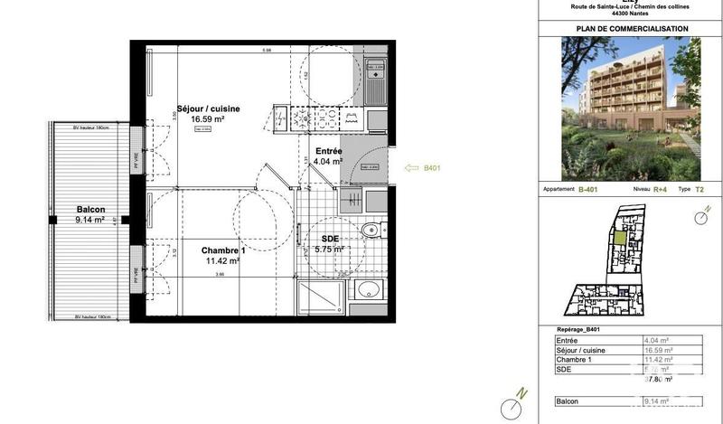 Appartement - 37 m² - 2 pièces