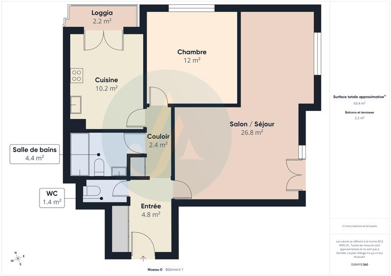 Appartement - 64 m² - 3 pièces