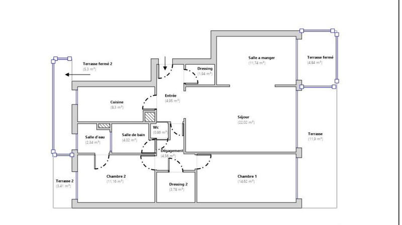 Appartement - 90 m² - 4 pièces