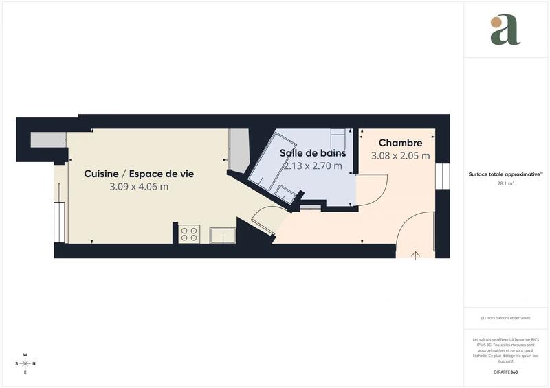 Appartement - 28 m² - 1 pièce