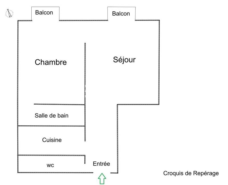 Appartement ancien - 36 m² - 2 pièces