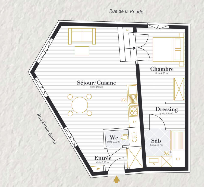 Appartement - 50 m² - 2 pièces