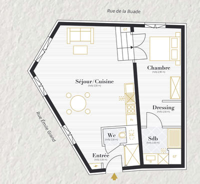 Appartement - 50 m² - 2 pièces