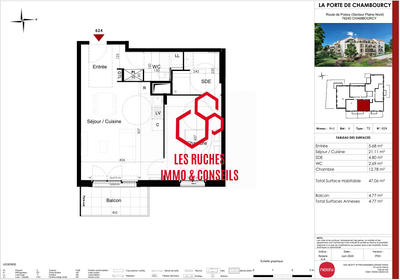 Appartement - 47 m² - 2 pièces