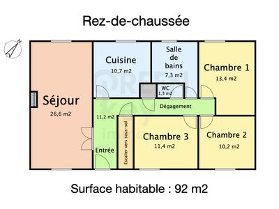 Maison - 92 m² - 4 pièces