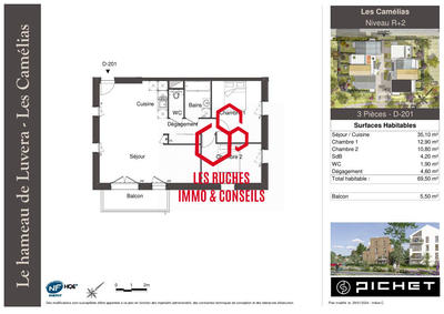 Appartement - 70 m² - 3 pièces