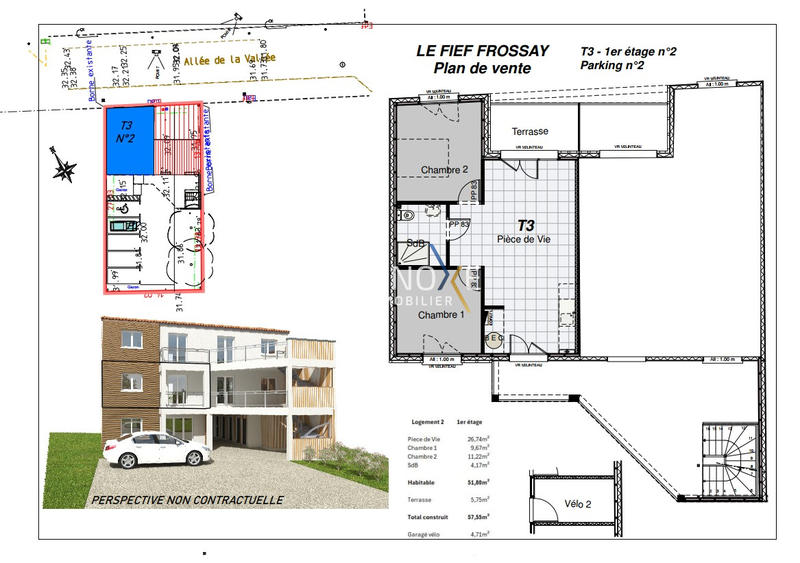 Appartement - 52 m² - 3 pièces
