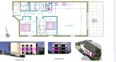 Appartement - 70 m² - 3 pièces