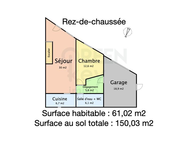 Maison - 61 m² - 2 pièces
