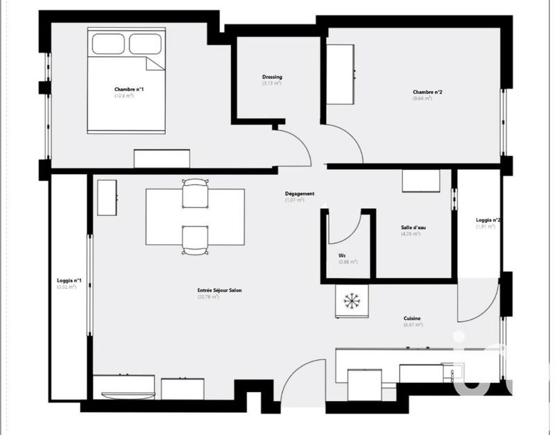 Appartement - 62 m² - 3 pièces
