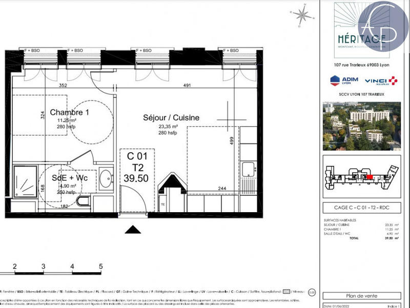 Appartement - 40 m² - 2 pièces