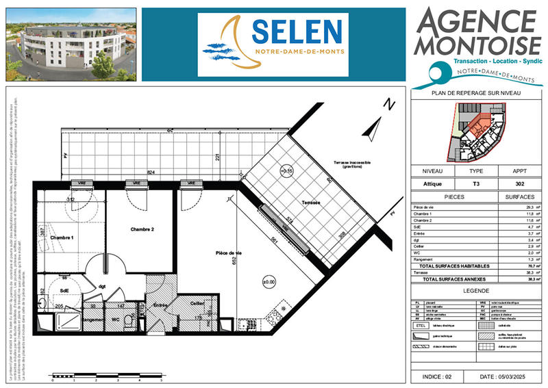 Appartement - 71 m² - 3 pièces