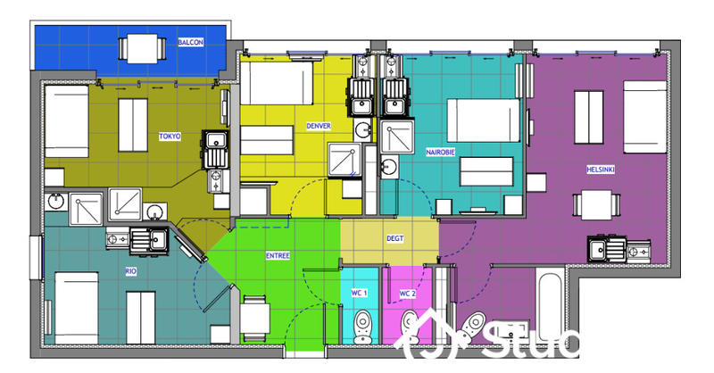 Chambre - 9 m² - 1 pièce