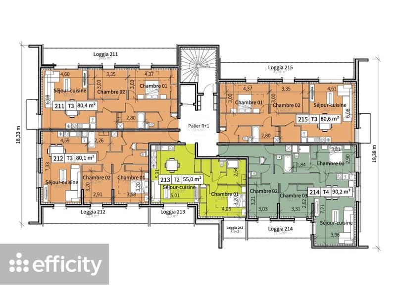 Appartement - 55 m² - 2 pièces