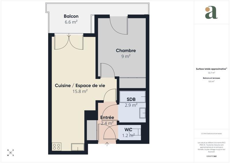 Appartement - 32 m² - 2 pièces