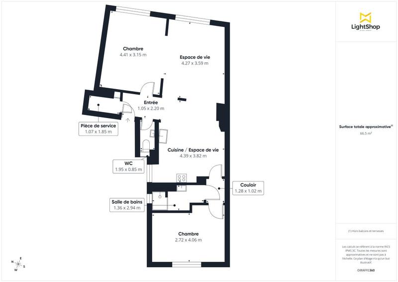 Appartement - 66 m² - 3 pièces