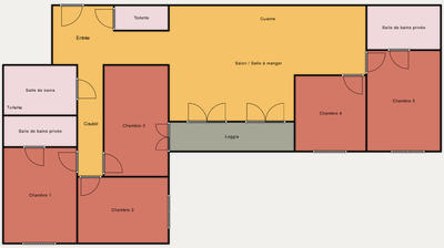 Chambre - 19 m² - 6 pièces