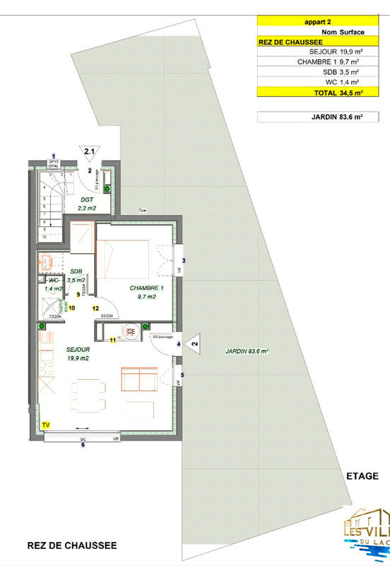 Appartement - 35 m² - 2 pièces