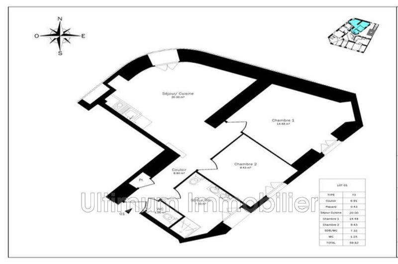 Appartement - 60 m² - 3 pièces