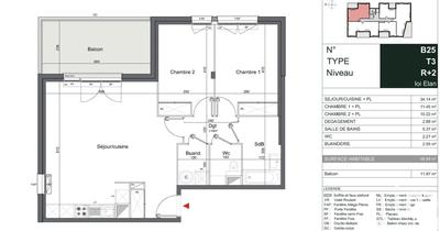 Appartement - 69 m² - 3 pièces