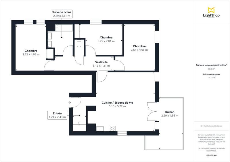 Appartement - 80 m² - 4 pièces