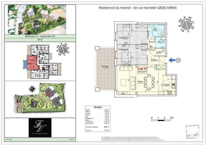 Appartement - 84 m² - 3 pièces