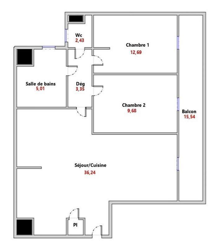 Appartement - 75 m² - 3 pièces