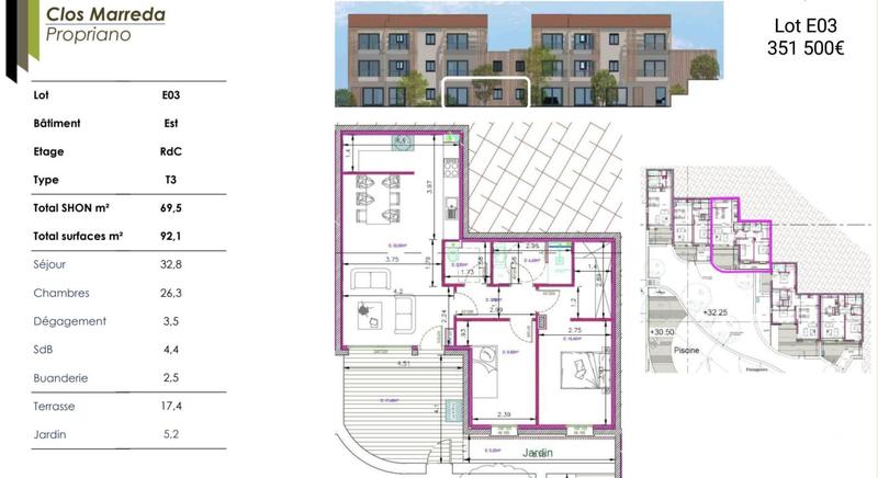 Appartement - 69 m² - 3 pièces