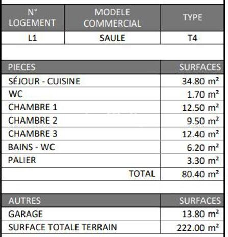 Pavillon - 80 m² - 4 pièces