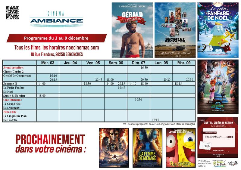 Programme cinéma  du 3 au 9  décembre