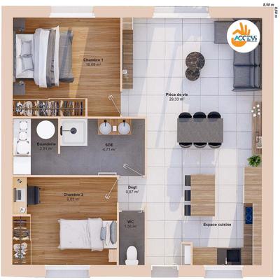 Maison - 58 m² - 4 pièces