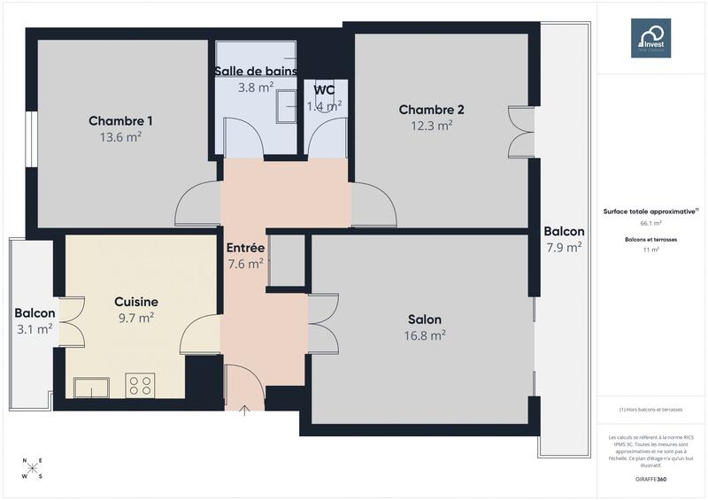 Appartement - 66 m² - 3 pièces