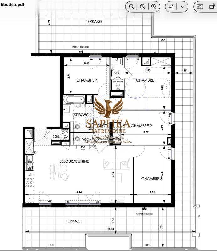 Appartement - 98 m² - 5 pièces