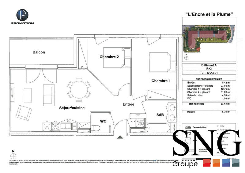 Appartement - 63 m² - 3 pièces