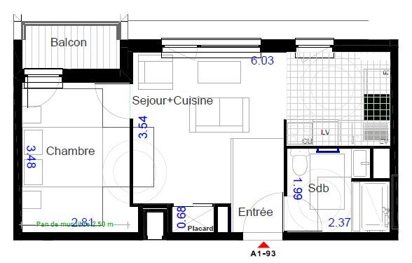 Appartement - 33 m² - 2 pièces