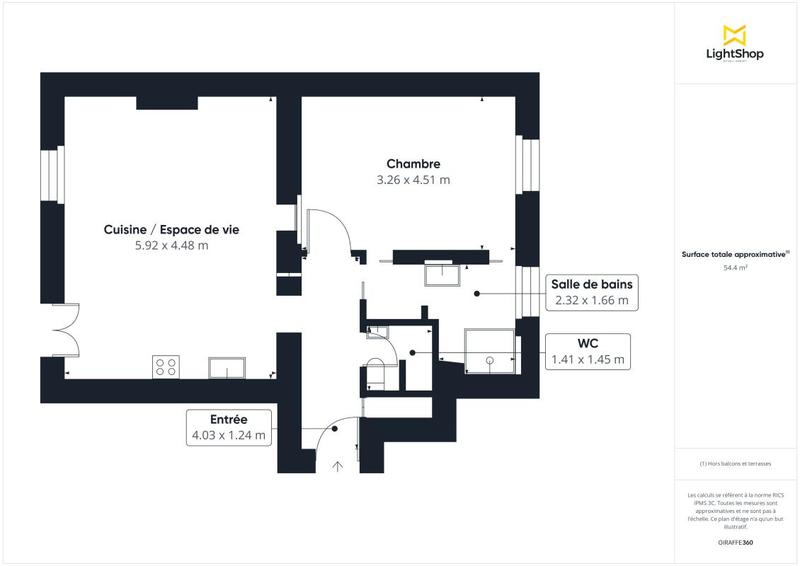 Appartement - 54 m² - 2 pièces