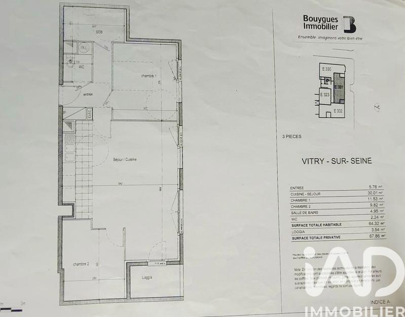 Appartement - 64 m² - 3 pièces