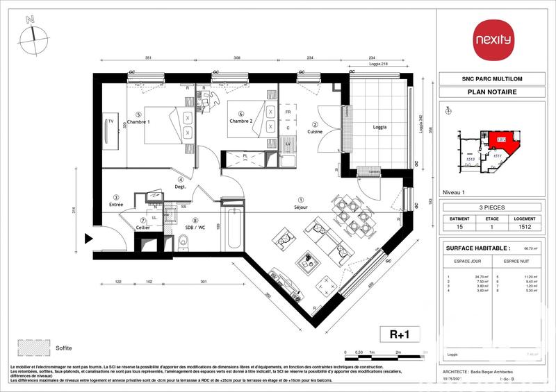 Appartement - 66 m² - 3 pièces
