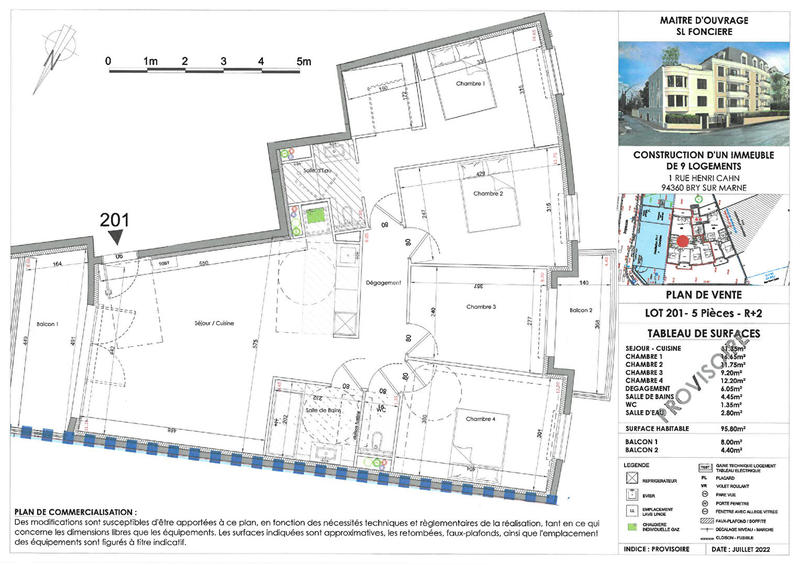 Appartement - 96 m² - 5 pièces