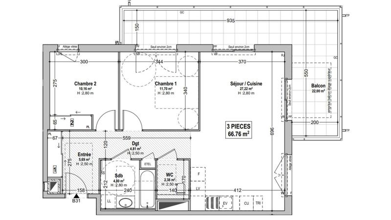 Appartement - 78 m² - 3 pièces